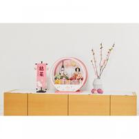 【雛人形】ケース飾り 親王飾り「雪輪牡丹桜丸形アクリル」  (322014)ひな人形 ひな祭り ピンク おしゃれ 丸型ケース トイザらス・ベビーザらス限定【メーカー直送】