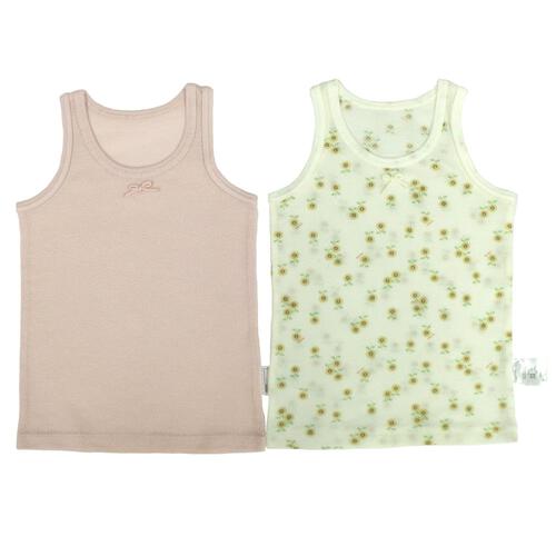 2枚組袖なしシャツ肌着 防汚 ひまわり ピンク&times;90cm ベビーザらス限定
