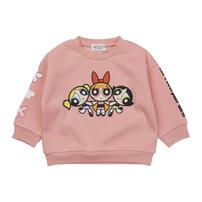 パワパフ 長袖デイリートレーナー 起毛 集合＆袖ロゴ ピンク×95cm ベビーザらス限定