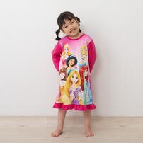 Disney ディズニー 長袖ナイトドレス フリル付き プリンセス ピンク×100cm ベビーザらス限定
