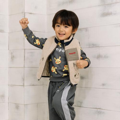 monpoke モンポケ ベスト ボア ピカチュウ ベージュ×90cm