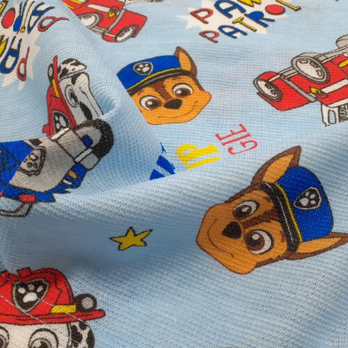 パウパトロール 半袖パジャマ メッシュ 総柄丸首 ブルー&times;110cm