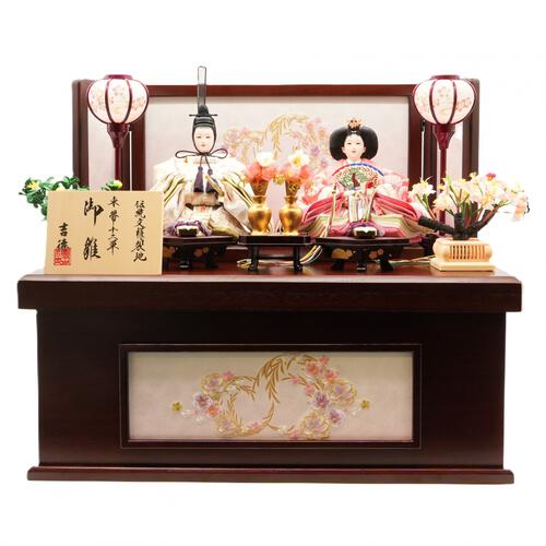【雛人形】収納飾り 親王飾り「八重桜刺繍木目ブラウン」 (605858)ひな人形 おしゃれ モダン トイザらス・ベビーザらス限定【メーカー直送】