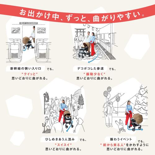 Pigeon ピジョン ランフィ RB5 (ストーングレー) A型ベビーカー 両対面式 オート4輪 小回りシングルタイヤ 1カ月～3歳頃対応