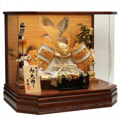 【五月人形】兜飾り ケース飾り「松鷹木目調六角アクリル」（538308）コンパクト 男の子 端午の節句 トイザらス・ベビーザらス限定【メーカー直送】