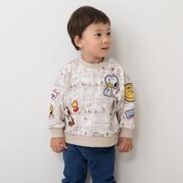 SNOOPY スヌーピー トレーナー 総柄 ワッペン ベージュ×95cm