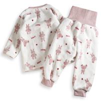 長袖腹巻パジャマ フリース ウサギ柄 ピンク×90cm