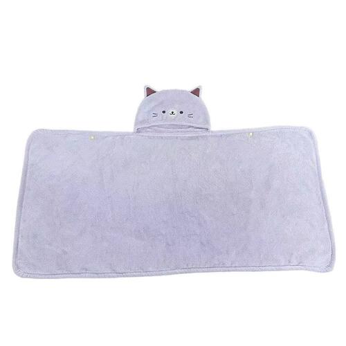 湯上りタオル ネコ パープル