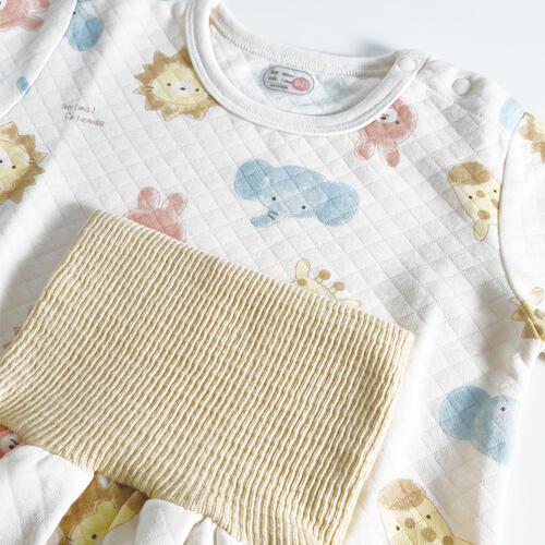長袖腹巻付きパジャマ ニットキルト アニマル柄 アイボリー&times;80cm ベビーザらス限定