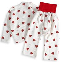 長袖腹巻付きパジャマ ニットキルト ハート柄 レッド&times;80cm ベビーザらス限定