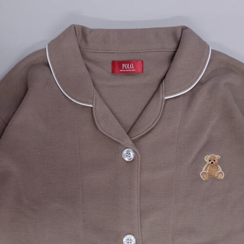 POLO BCS 長袖テーラーパジャマ ベア刺繍(ブラウン×M-L) ベビーザらス限定
