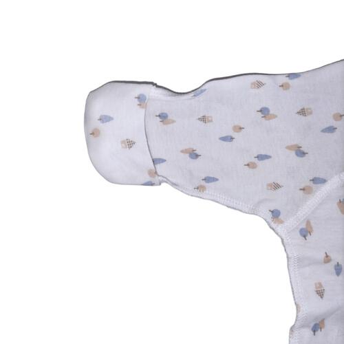 新生児肌着 コンビ肌着 ２枚組 ヒヨコ×街柄 ホワイト×50-70cm