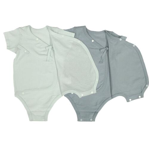 2枚組メッシュ新生児半袖打ち合わせロンパース肌着 パステルブルー&times;60cm ベビーザらス限定