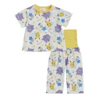 monpoke モンポケ 半袖パジャマ 総柄 腹巻付き イエロー&times;100cm