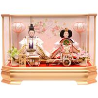 【雛人形】ケース飾り 親王飾り「桜リボン金ぼかし」(322590)ひな人形 ひな祭り お雛様 おしゃれ【メーカー直送】