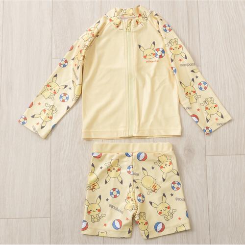 monpoke モンポケ 袖切替 ラッシュガード ピカチュウ＆ボール イエロー&times;100cm