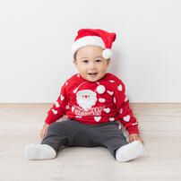 クリスマストレーナー 裏毛 サンタ レッド×80cm ベビーザらス限定