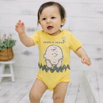 SNOOPY 半袖ボディスーツ ドッカン チャーリー イエロー&times;70cm