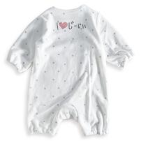 長袖ちびオール ベロア アイラブじーじぃ刺繍 ホワイト×60-70cmベビーザらス限定