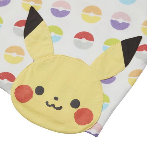 monpoke モンポケ トレーナー 総柄 はみだしアップリケ ピカチュウ ホワイト&times;80cm