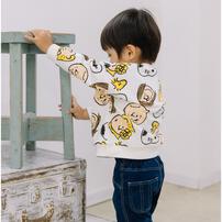 SNOOPY スヌーピー 長袖デイリートレーナー 起毛 総柄 ナチュラル×80cm ベビーザらス限定