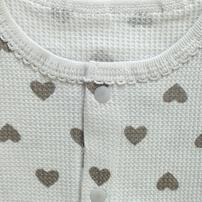 長袖前開きロンパース肌着 2枚組 ワッフル ハート グレー×80cm ベビーザらス限定
