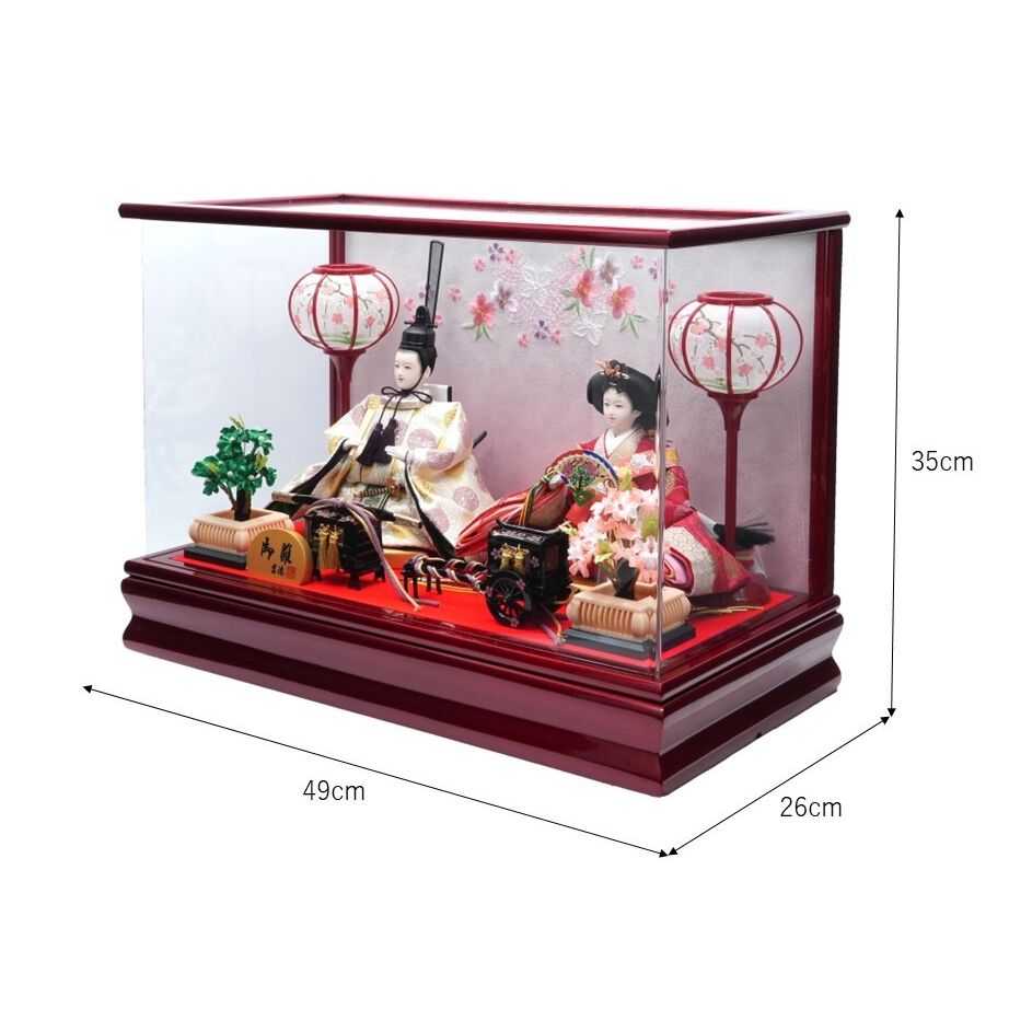 雛人形】ケース飾り 親王飾り「舞桜刺繍アクリル」 (322027)ひな人形