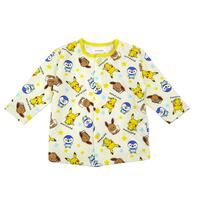 monpoke モンポケ 前開き長袖パジャマ 総柄 キルト 腹巻付き イエロー×90cm