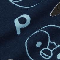 monpoke モンポケ トレーナー 裏毛 ポケット付き 総柄 ネイビー×100cm