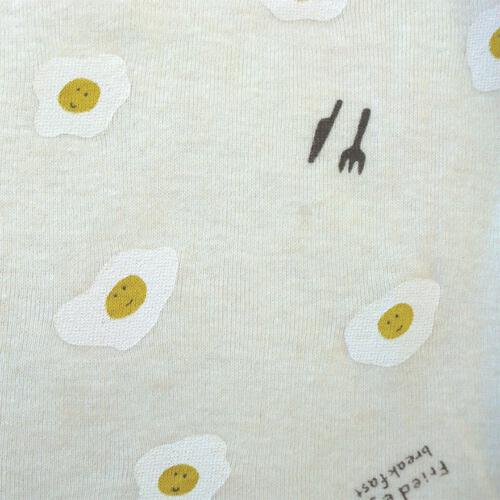 新生児短肌着 2枚組 目玉焼き×新芽(パステルイエロ×50-60ｍ)