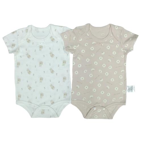 2枚組半袖ロンパース肌着メッシュニット うさぎ&times;花 ホワイト&times;80cm ベビーザらス限定