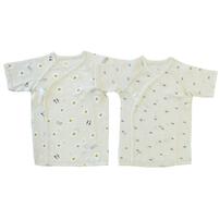 新生児短肌着 2枚組 目玉焼き×新芽(パステルイエロ×50-60ｍ)