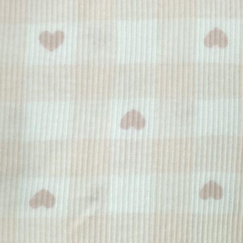 長袖シャツ肌着 2枚組 テレコ チェックハート ホワイト&times;95cm