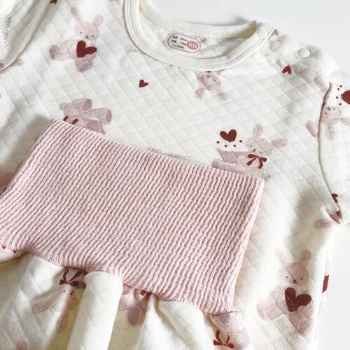 長袖腹巻付きパジャマ ニットキルト うさぎ柄 アイボリー&times;80cm ベビーザらス限定