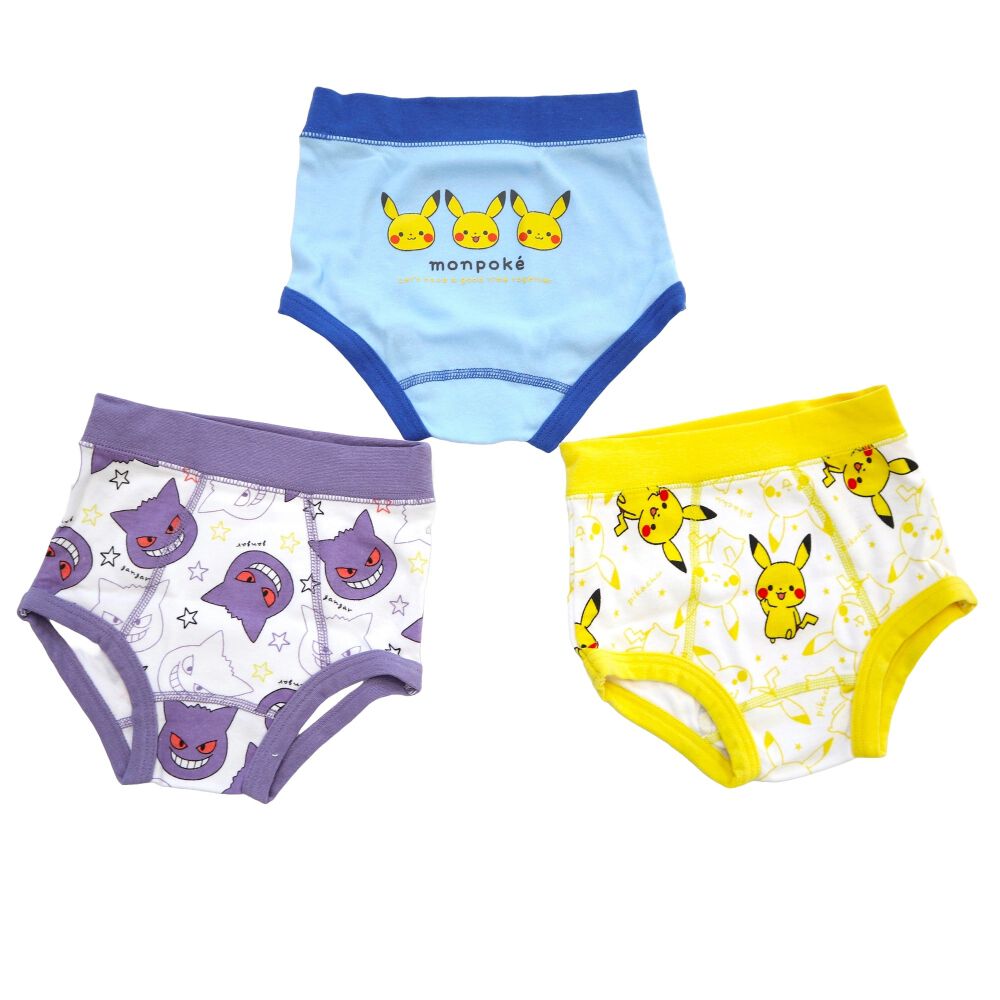 monpoke モンポケ 3枚組ブリーフ 総柄×ワンポイント サックス×100cm