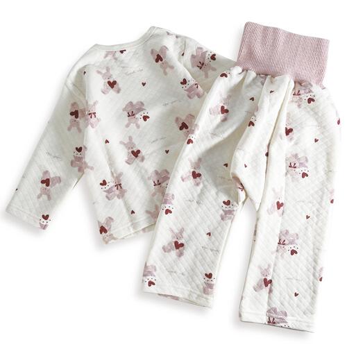 長袖腹巻付きパジャマ ニットキルト うさぎ柄 アイボリー&times;95cm ベビーザらス限定