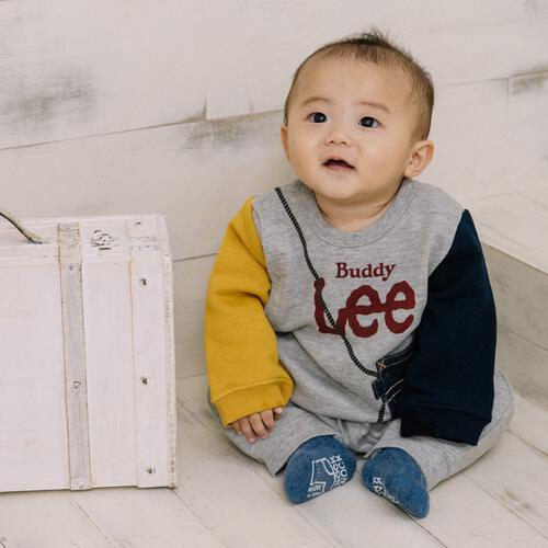 BUDDYLEE 長袖前開きプレオール サコッシュ クレイジー袖 グレー×70cm ベビーザらス限定