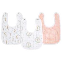 aden + anais エイデンアンドアネイ エッセンシャルズ スナップビブ 3枚組 ブラッシングバニーズ(ピンク×フリー)
