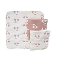 6重織ガーゼハンカチ 3枚組 チェリー柄 ベビーザらス限定