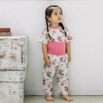 ディズニー 半袖パジャマ プリンセス 総柄 腹巻付き ピンク&times;110cm 