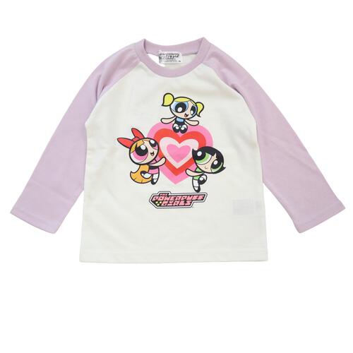 パワパフ 長袖Tシャツ 天竺 ラグラン 集合アート パープル&times;100cm ベビーザらス限定