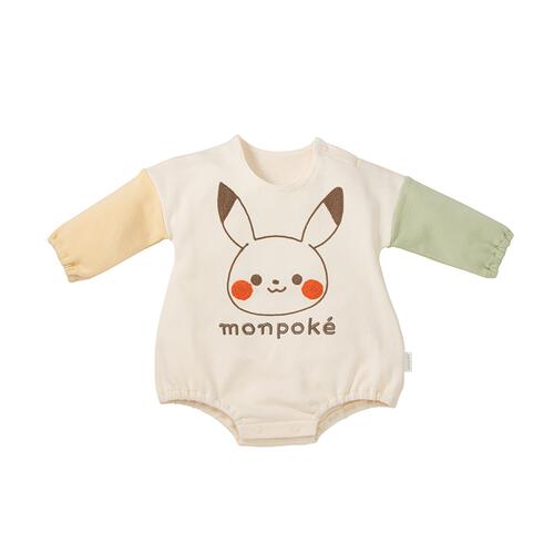 monpoke モンポケ 長袖ロンパース レギンス付き ナチュラル×70cm