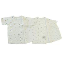 新生児短肌着 2枚組 目玉焼き×新芽(パステルイエロ×50-60ｍ)