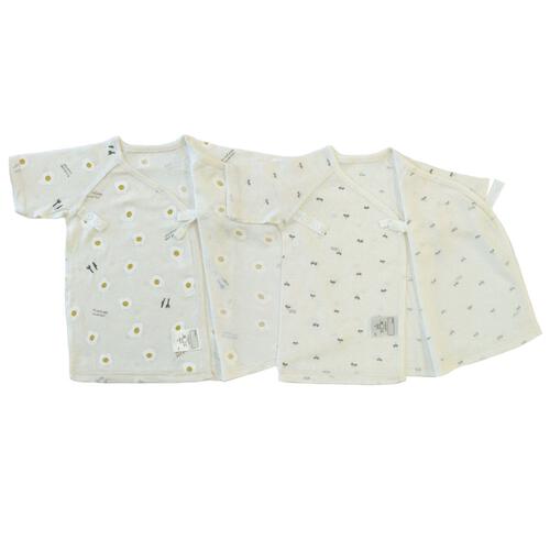 新生児短肌着 2枚組 目玉焼き×新芽(パステルイエロ×50-60ｍ)