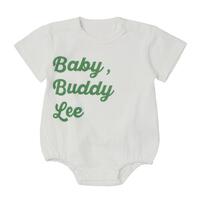 BUDDYLEE 半袖ボディスーツ&times;レギンス ロゴ ボーダー ホワイト&times;70cm