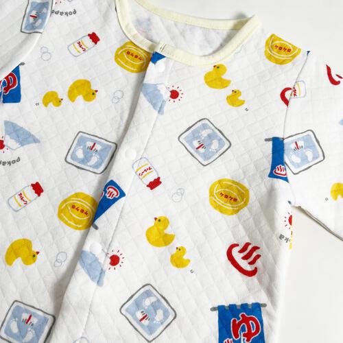 長袖ロンパス スタイツキ ニットキルト 温泉 イエロー×70-80cmベビーザらス限定