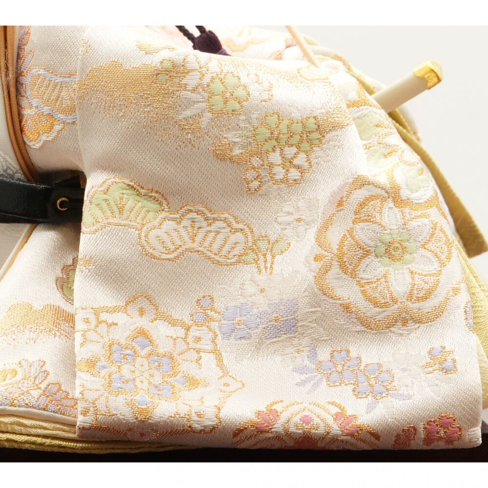 雛人形】収納飾り 親王飾り「八重桜刺繍木目ブラウン」 (605858