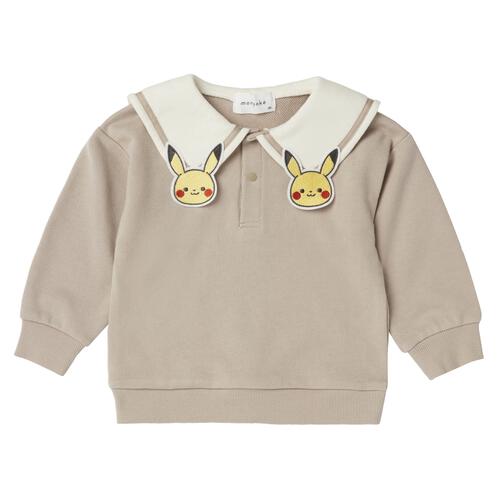 monpoke モンポケ トレーナー 衿付き ピカチュウ ブラウン&times;90cm