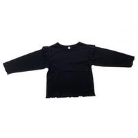 sophitica 天竺 肩フリル 長袖デイリーTシャツ ブラック×100cm