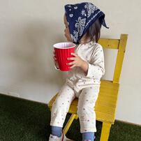 【FirstCloset×mioさん】 長袖ファスナーオール 星柄 裏毛 ナチュラル×70cm ベビーザらス限定